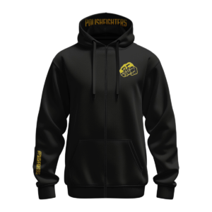 HAFTOWANA BLUZA BAWEŁNIANA Z KAPTUREM NA ZAMEK CZARNA WOJOWNIK PF