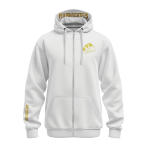 HAFTOWANA BLUZA BAWEŁNIANA Z KAPTUREM NA ZAMEK BIAŁA WOJOWNIK PF