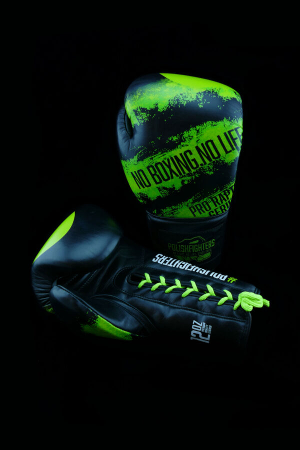 RĘKAWICE BOKSERSKIE SZNUROWANE RAPTOR PRO GREEN - obrazek 3