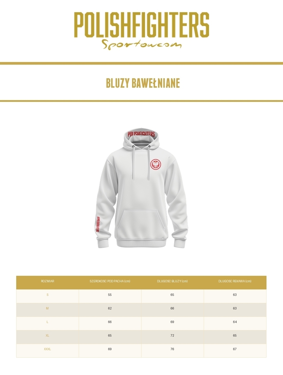 Tabela rozmiarów - Bluza